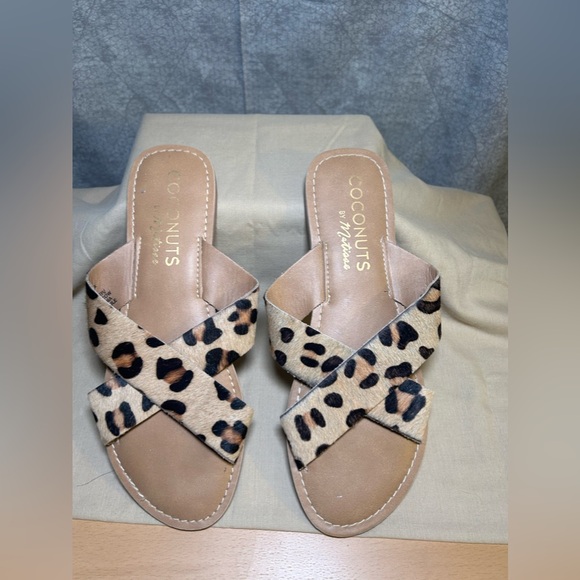 Coconuts by Matisse Shoes - Coconuts by Matisse Pebble Leather Dyed Cow Fur leopard print sandals, 10